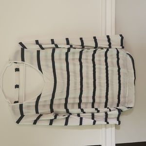 Blue/white striped shirt with open back- large